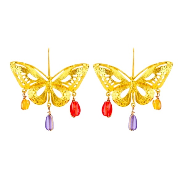 🍒3/$30 New Zara Beaded Butterfly Earrings - Picture 2 of 3